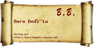 Bere Beáta névjegykártya